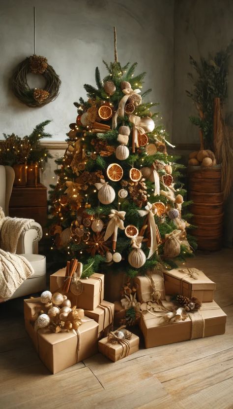 🎄 21 Stunning Elegant Christmas Tree Decorating Ideas You Must Try This Holiday Season! ✨ Elegant Christmas Tree Decorating Ideas, Cozy Christmas Tree, Fall Christmas Tree, Orange Christmas Tree, Natal Natural, Cozy Armchair, Navidad Natural, Elegant Christmas Tree Decorations, Woodland Christmas Tree