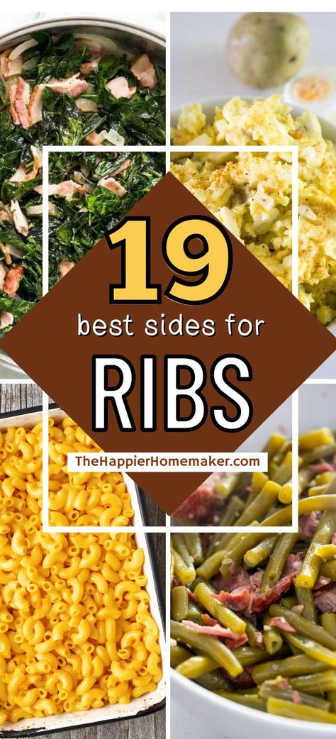 Wondering what to serve with ribs? We have 19 of the best sides perfect for your rack of ribs! Country Style Pork Ribs Dinner Ideas, Ribs For Thanksgiving, Ribs Dinner Ideas Sides, Ribs For Dinner Side Dishes, Ribs Menu Ideas, Sides For Bbq Ribs Dishes, Good Sides With Ribs, Spare Rib Dinner Sides, What Goes Good With Ribs Sides