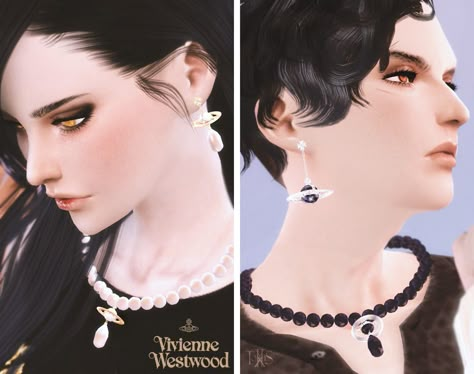 Sims 4 Custom Content Finds — tok–sik: Vivienne Westwood Accessories Set 1... Sims 4 Couture, Sims 4 Cc Girl, Vivienne Westwood Accessories, Vivienne Westwood Necklace, Sims Accessories, Westwood Necklace, Vivienne Westwood Earrings, Sims 4 Blog, The Sims Mods