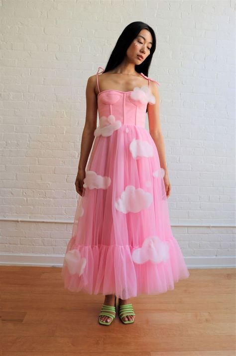 See Every Dress In Lirika Matoshi’s New Disney Collection - Perfecting the Magic Whimsical Clothes, Cloud Dress, Ethereal Dresses, Lirika Matoshi, Green Pastures, Pink Skies, Princess Gowns, Whimsical Accessories, Bright Dress