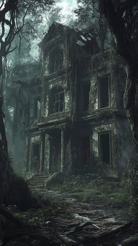 Abandoned Manor House, House Of Horrors Halloween, Haunted House Pictures, Creepy Old Houses, Real Haunted Houses, Fb Profile Photo, Scary Houses, Creepy Houses, Creepy Guy