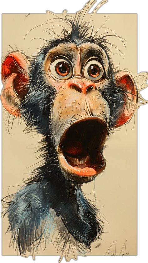 Animal Caricature, Whimsical Art Paintings, Cartoon Monkey, Animal Illustration Art, Pencil Sketch Images, Animal Portraits Art, Artsy Pictures, Bad Behavior, Character Design Sketches