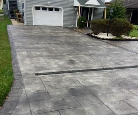 stamped-stained-concrete-driveway Stamped Concrete Driveway, Concrete Material, Types Of Concrete, Concrete Materials, Concrete Driveways, Stamped Concrete, Types Of Houses, 5 Things, Driveway