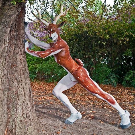 #deer #bodypaint #park #creature #humanimal #reindeer #entertainment #creative #art #animal #youtuber #London #forest Talia Core, Male Body Painting, Deer Makeup Tutorial, Deer Costumes, Deer Skeleton, Body Painting Men, Painted Hands, Bling Bra, Deer Makeup