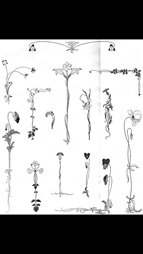 Flowers Tattoo Forearm, Ephemeral Tattoo, Fleurs Art Nouveau, Art Deco Tattoo, Art Deco Flowers, Art Nouveau Tattoo, Easy Sketches, Motifs Art Nouveau, Nouveau Tattoo