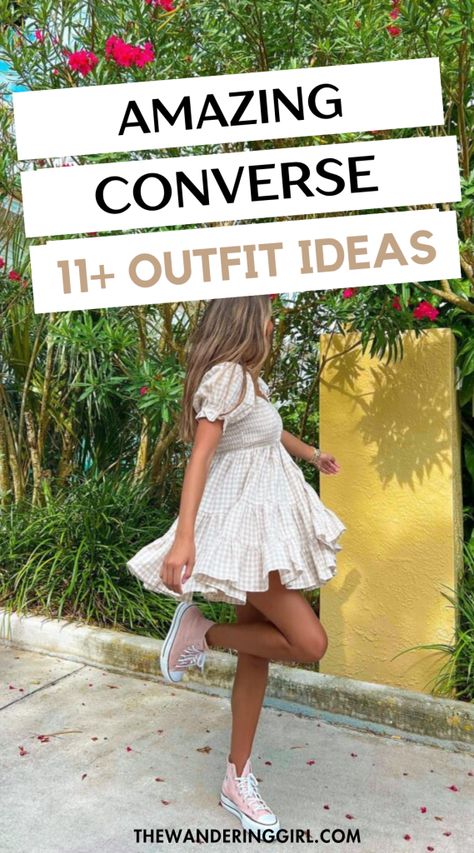 High Tops With Dress, Converse Style Outfit, White Converse With Dress, Dresses With Converse High Tops, What To Wear With Converse, Cute Outfits With Converse, Hightop Converse Outfit, Styling Converse High Tops, Cute Converse Outfits