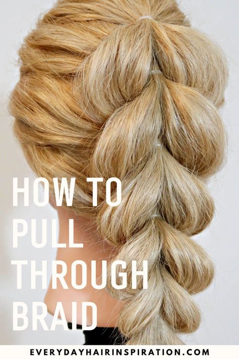 Pull through braids Pull Through Braids, Braid For Beginners, Braid Short Hair, How To Braid Hair, Braid Pigtails, Hair Braid Diy, Hair For Beginners, Braid Your Own Hair, Hair Step By Step