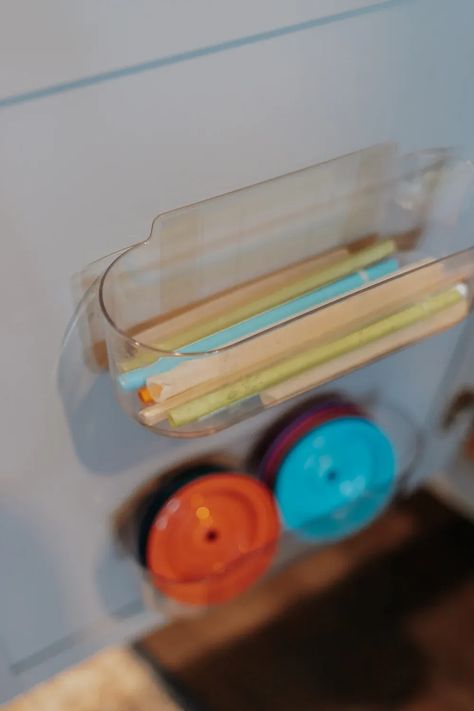 these clear bin caddies are great for storing and organizing all those loose kid straws and lids! Sanity Saver!! Cord Management Ideas, Lego Bins, Straw Storage, Amazon Organization, Stuffed Animal Holder, Under Bed Storage Boxes, Cleaning Baseboards, Utensil Drawer Organization, Board Game Storage