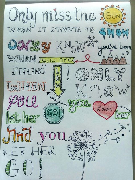 Lyric Art....Let her go! By Passenger Passenger Let Her Go Lyrics, Song Sketch Lyric Art, Lyrics Drawing Ideas, Lyric Art Drawings, Let Her Go Lyrics, Passenger Let Her Go, Lyric Drawings, Journal Bible Quotes, Bulletin Journal