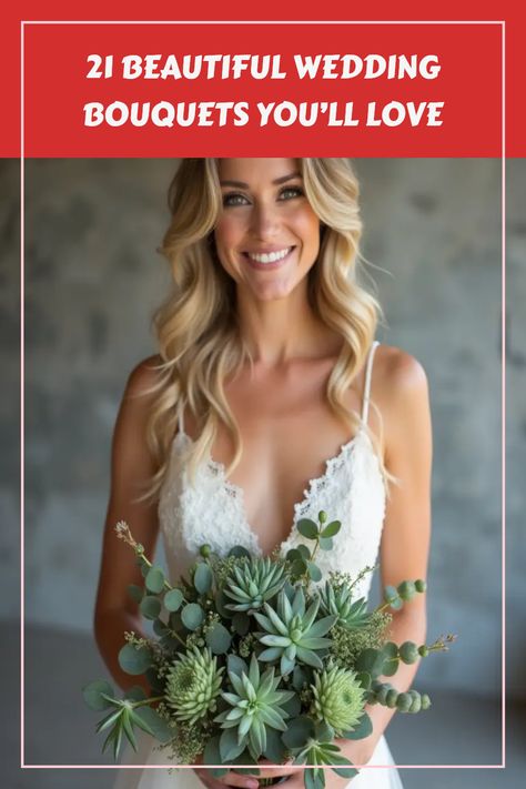 Planning your big day? Discover 21 Beautiful Wedding Bouquets that are perfect for every bride-to-be! From chic succulent arrangements to lush eucalyptus designs, find inspiration for your bouquet that truly represents your style. Whether you're dreaming of a rustic wedding or a modern celebration, these bouquets are sure to make your heart skip a beat. Perfect for spring, summer, fall, or winter weddings, these simple yet stunning options will help you create unforgettable memories on your wedding day. Explore and let your floral fantasies bloom! Beautiful Wedding Bouquets, Ranunculus Bouquet, Simple Wedding Bouquets, Dahlia Bouquet, Simple Wedding Centerpieces, Floral Wedding Cakes, Sunflower Bouquets, Boho Wedding Decorations, Winter Weddings