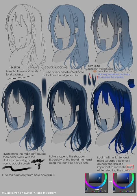 Art Tutor, Drawing Hair Tutorial, Concept Art Tutorial, Digital Art Beginner, Art Tools Drawing, 캐릭터 드로잉, Arte Sketchbook, Digital Painting Tutorials, Anime Drawings Tutorials