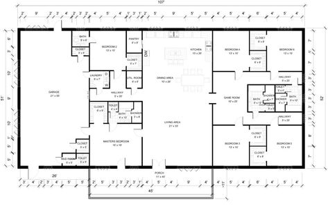 6 Bedroom Barndominium Floor Plans | The 9 Best Available 6 Bedroom Barndominium Floor Plans, 6 Bedroom Barndominium, 2 Story Barndominium Floor Plans, 2 Story Barndominium, 6 Bedroom House Plans, Barn Homes Floor Plans, Barndominium Plans, Pole Barn House, Pole Barn House Plans