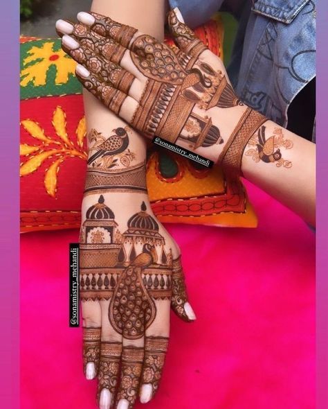 Mehndi Designs Gangaur, Jharokha Mehndi Designs, Behind Mehendi Design, Haathi Mehendi Design, Teej Special Mehndi Design Back Hand, Mehendi Designs For Gangaur, Designer Mehendi Designs Latest, Designer Mehandi Latest, Gangaur Mehendi Design