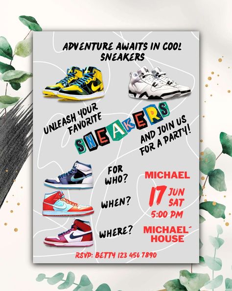 Sneaker Ball Invitation, Sneaker Party, Ball Invitation, Sneaker Ball, Printable Birthday Invitations, Birthday Invite, Template Printable, Birthday Invitations, Party Invitations