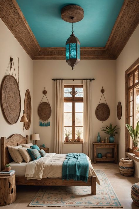 Boho Desert Style, Santa Fe Design Style, Bohemian Chic Interior Design, Moroccan Boho Decor, Moroccan Boho Bedroom, Master Bedrooms Boho, Indian Home Interior Bedrooms, Indian Room Design, Turkish Home Decor Interiors