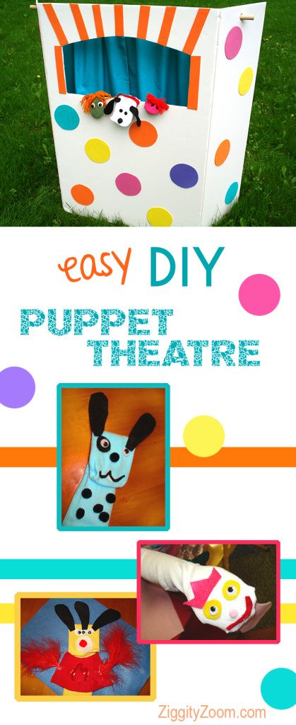 DIY Puppet Theatre - Ziggity Zoom Family Puppet Show Diy, Puppet Show Stage, Puppet Show For Kids, Homemade Puppets, Make A Puppet, Diy Puppet, Theatre Crafts, Craft Basket, Puppet Stage