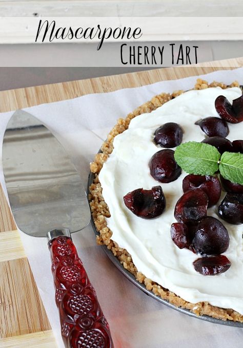 MASCARPONE CHERRY TART > Call Me PMc Blueberry Jalapeno Jam Recipe, Coconut Oil Pie Crust, Mascarpone Dessert, Light Dessert, Light Desserts, Favorite Dessert Recipes, Cherry Tart, Favorite Dessert, Pies And Tarts