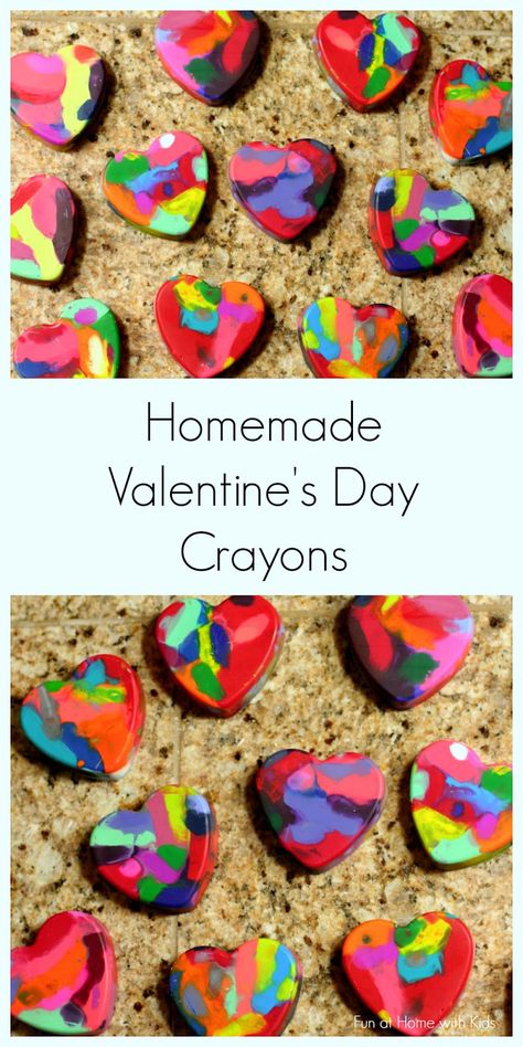 Making Valentine Heart Crayons from Fun at Home with Kids Diy Gifts For Parents, Gifts For Parents From Kids, Heart Crayons, Heart Shaped Crayons, Diy Crayons, Crayon Heart, Home With Kids, Valentines Day Crafts, Preschool Valentines