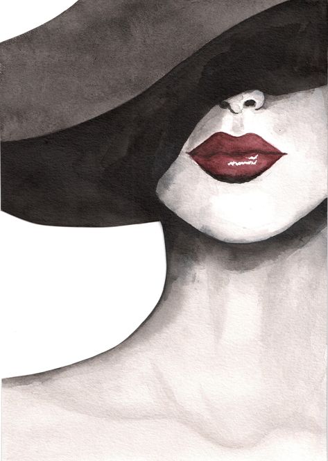 Woman In Hat Drawing, Women With Hat Drawing, Woman In Hat Painting, Classy Art Paintings, Lady Art Drawing, Women Silhouette Art Classy, Fine Art Inspiration, Woman Pictures Art, Classy Painting Ideas