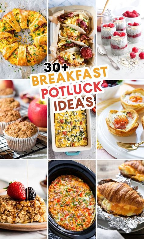 Going to a breakfast potluck? Work breakfast party? These easy and portable brunch/breakfast potluck dishes are PERFECT! Potluck Breakfast Recipes, Breakfast Potluck Recipes, Breakfast Potluck Ideas, Potluck Breakfast, Brunch Favorites, Easy Breakfast Dishes, Breakfast Potluck, Breakfast Snap, Work Breakfast