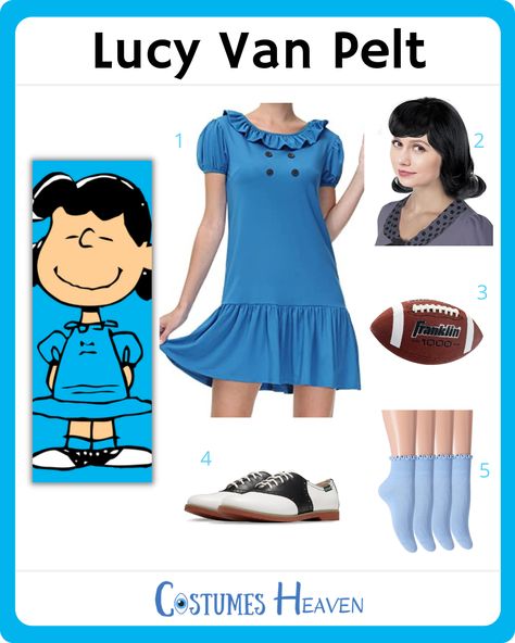 Charlie Brown Characters Costumes, Lucy And Linus Costume, Peanuts Costumes Family, Lucy And Charlie Brown Costume, Lucy Costume Charlie Brown, Peanuts Family Costume, Theater Play Outfit Ideas, Peanuts Characters Costumes, Charlie Brown And Lucy Costume