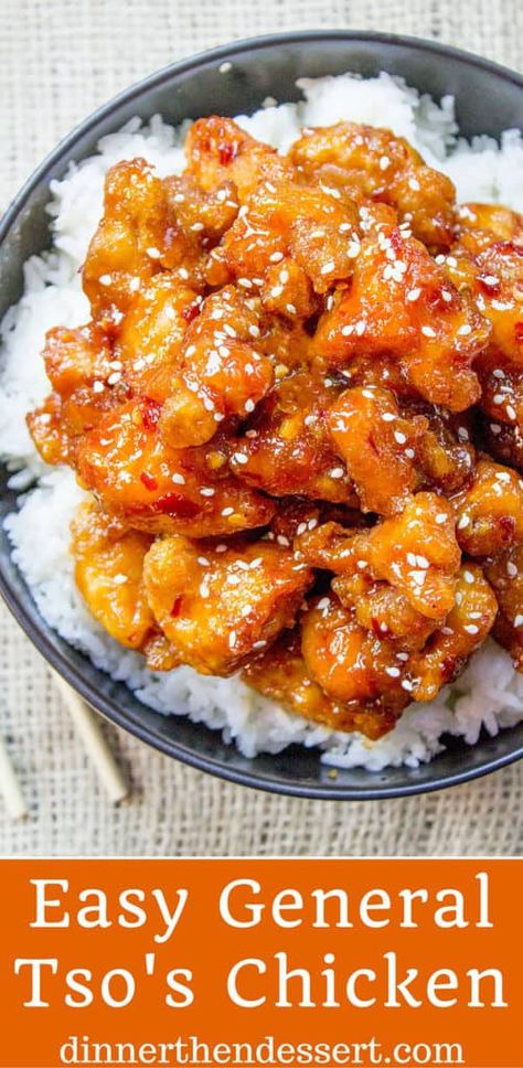 Easy General Tso's Chicken Recipe - Dinner Then Dessert Easy Chinese Chicken Recipes, Easy General Tso Chicken, General Chicken, Chinese Food Takeout, Poulet General Tao, General Tso's Chicken Recipe, General Tso's Chicken, Wok Recipes, Chicken Food Recipes