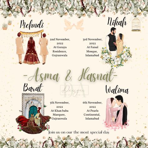 Pakistani Invitations Cards, Date Fixing Card Ideas Pakistani, Pakistani Wedding Invitations Cards, Nikah Illustration, Pakistani Wedding Invitations, Nikah Mubarak, Pakistani Wedding Cards, Muslim Background, Navy Couple