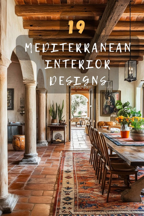 Eager to refresh your home? Click for 19 Mediterranean interior design ideas that bring the charm and warmth of the Mediterranean to your doorstep! 🌊🏺 #MediterraneanStyle #InteriorDesign #HomeRefresh #DecorIdeas #StyleAtHome Mediterranean Decor Dining Room, Mediterranean Dining Room Decor, Mediterranean Chandeliers Spanish Style, Mediterranean Study Room, Mediterranean Condo Interior Design, Mediterranean French Home, Italian Country Side Aesthetic, Mediterranean Wainscoting, Home Decor Mediterranean