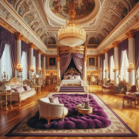 Royal Luxury Bedroom Design, Royal Bedroom Design, Mansion Bedroom, Open Living Room Design, Castle House Design, Royal Room, Royal Bedroom, Luxury Mansions Interior, Bedroom Ideas For Small Rooms Cozy