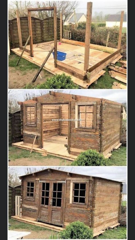 Pallet House Plans, Pallet Building, Pallet Shed, Pallet House, Pallet Decor, Wooden Pallet Projects, Recycled Pallets, Diy Shed, Building A Shed