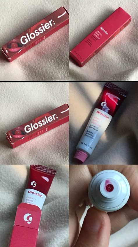 Glossier, glossier balm dotcom, cherry balm dotcom, balm dotcom Glossier Lip Balm Strawberry, Glossier Lip Balm Aesthetic, Cherry Balm Dotcom, Glossier Cherry Balm Dotcom, Balm Dot Com, Glossier Balm, Glossier Balm Dotcom, Glossier Lip, Girls Lip Gloss