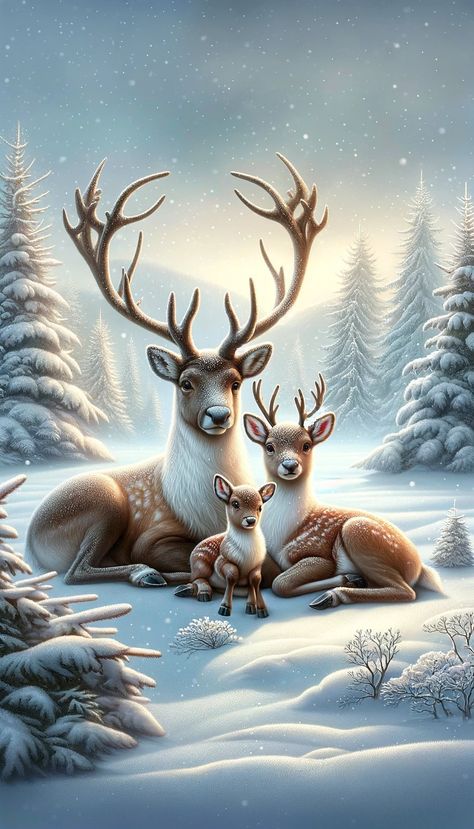 Deer Wallpaper, Winter Christmas Scenes, Christmas Wallpaper Free, Deer Pictures, Merry Christmas Pictures, Christmas Wallpaper Backgrounds, Christmas Scenery, Winter Wallpaper, Winter Scenery