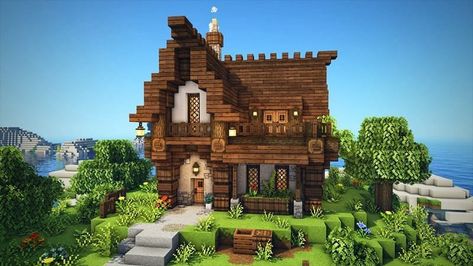 Small Wooden Minecraft House Ideas, Small House Medival Minecraft, Minecraft Small Medieval House, Small Medieval House Minecraft, Rustic Minecraft House, Minecraft Rustic House, Small Medieval House, Minecraft Wooden House, Minecraft Medieval Buildings