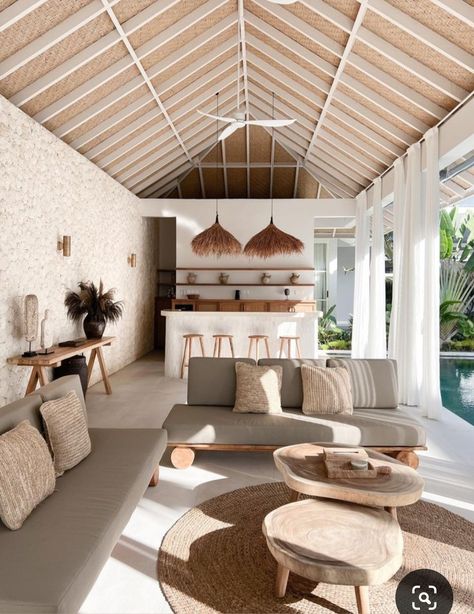 Mediterranean Living Room Decor, Rooftop Restaurant Design, Mediterranean Living Room, Mediterranean Style Home, Mediterranean Living, Bali Villa, Mediterranean Home Decor, Rattan Pendant, Rattan Pendant Light