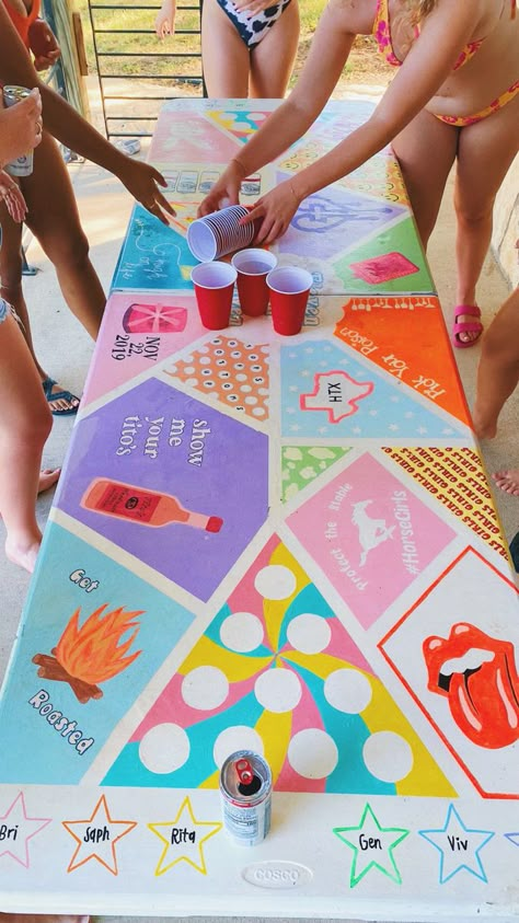 Pong Board Ideas, Beerpong Table, Cup Pong, Bp Table, Painted Picnic Tables, Pong Table Painted, Diy Beer Pong, Diy Beer Pong Table, Custom Beer Pong Tables