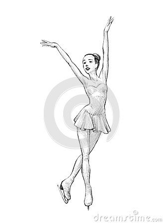 Hand-drawn Sketch, Pencil Illustration of a Figure Skater Woman Ice Skate Drawing, Pencil Background, Ballerina Art Paintings, Dancing Drawings, Shrink Art, Sketch Pencil, Figure Sketching, Dessin Adorable, Pencil Illustration