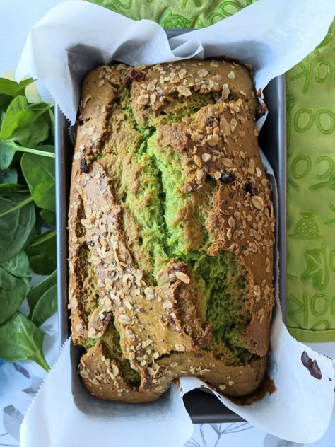 Spinach Banana Loaf Bread Loaf Recipe, Veggie Loaf, Green Bread, Flaxseed Bread, Spinach Bread, Ripe Banana Recipe, Mother May I, Banana Bread Loaf, Banana Walnut Bread