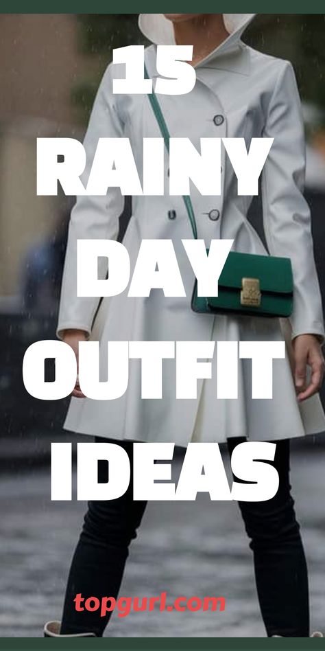 15 Chic & Cozy Rainy Day Outfits to Keep You Stylishly Dry. Rain Attire For Women, Beige Rainboot Outfit, How To Style Tall Rain Boots, Dress Outfit Rainy Day, Skirt And Rain Boots Outfit, Pouring Rain Outfit, Rainy Weather Fashion, White Raincoat Outfit, What To Wear On A Rainy Day To Work