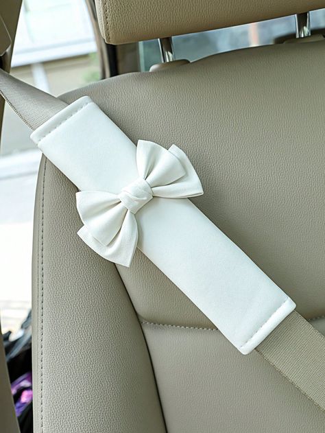 1pc Car Shoulder Seat Belt Cover With Bowknot, WhiteI discovered amazing products on SHEIN.com, come check them out! Aesthetic Car Interior Decor, Car Seatbelt Cover, Aesthetic Car Decor, Car Organization Diy, Car Bows, Gear Shift Cover, Seatbelt Cover, Girly Car Accessories, Car Deco