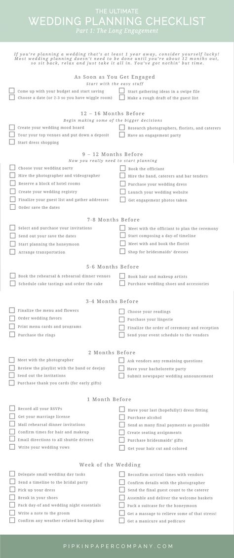 Planning to have a long engagement? Get the ultimate wedding planning checklist for long engagements so you don't feel rushed when planning your big day. Ultimate Wedding Checklist, Destination Wedding Checklist, Wedding Planning Boards, Ultimate Wedding Planning Checklist, Wedding Day Checklist, Long Engagement, Planning Board, Wedding Planning Guide, Planning Checklist