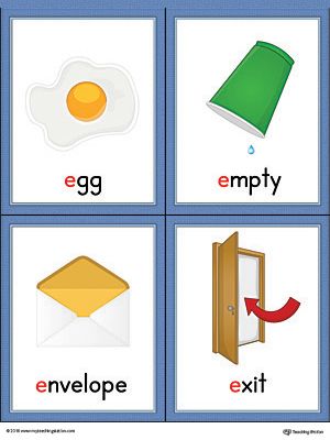 Printable beginning sound vocabulary cards for letter E. Includes the words egg, empty, envelope, and exit. E For Egg, Alphabet Word Wall Cards, Alphabet Word Wall, Sound Pictures, Color Worksheet, Alphabet Letters Images, Letter Flashcards, Phonics Flashcards, Vocabulary Flash Cards