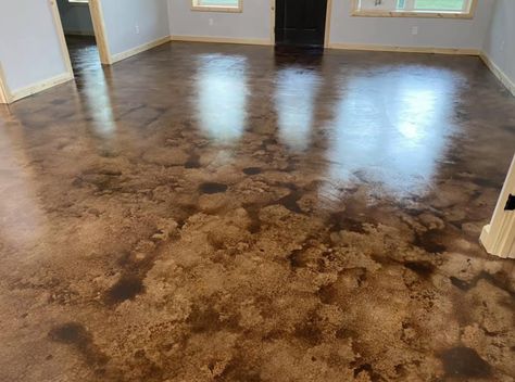 6 Stunning Barndominium Concrete Floors Concrete Floor Stains, Heated Concrete Floors Home, Stained Cement Floors In House, Concrete Floors In House Interiors, Finished Concrete Floors Home, Acid Wash Concrete Floor, Stained Concrete Floors Living Room, Stained Concrete Floors Farmhouse, Concrete Floor Colors