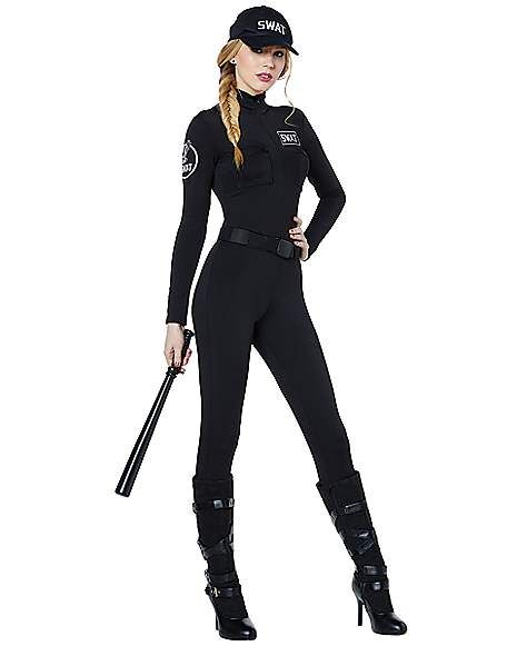 Adult Swat Catsuit Costume - Spirithalloween.com Swat Halloween Costume, Swat Costume, Spirit Pants, Halloween For Adults, Cop Halloween Costume, One Piece Costume, Catsuit Costume, Supergirl Costume, Halloween Costume Suit