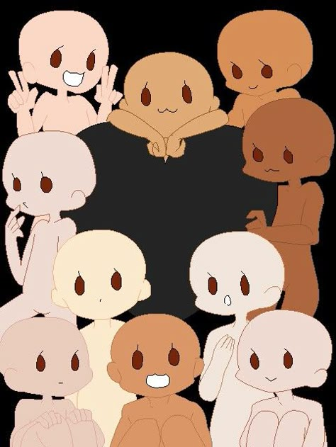 Chibi Base Drawing Base Group, Chibi Group, Group Template, Girl Base, Base Anime, Drawing Bases, Draw The Squad, Anime Base, Chibi Drawings