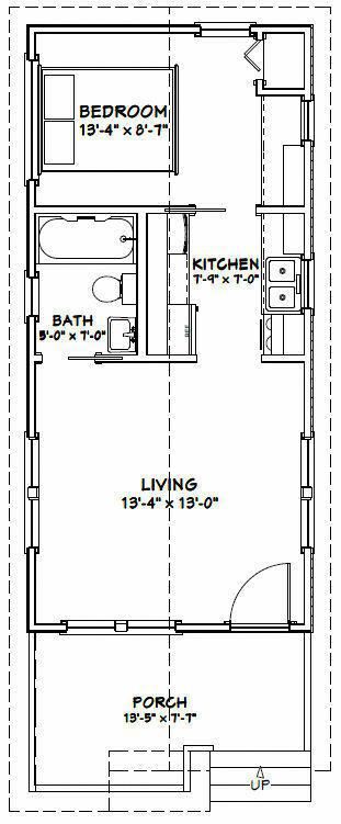 14X30 TINY HOUSE -- 419 sq ft -- PDF FloorPlan -- Model 1A - $29.99 | PicClick #kitchenlayouts Cabin Floor Plans With Loft, Loft Floor Plans, Plan Garage, 1 Bedroom House, Shotgun House, Cabin Floor, Cabin Floor Plans, Small House Floor Plans, A Small House