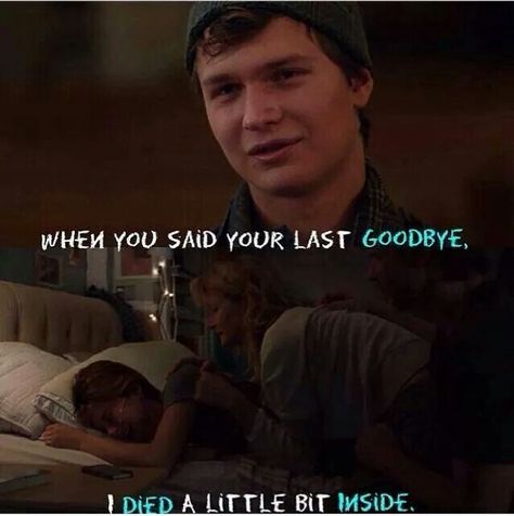 When you said your last goodbye, i die a little bit inside. All i want - Kodaline #TFIOS Bajo la misma estrella When You Said Your Last Goodbye, Last Goodbye, Music Violin, In The Feels, I Series, The Fault In Our Stars, Love Gif, The Feels, All I Want