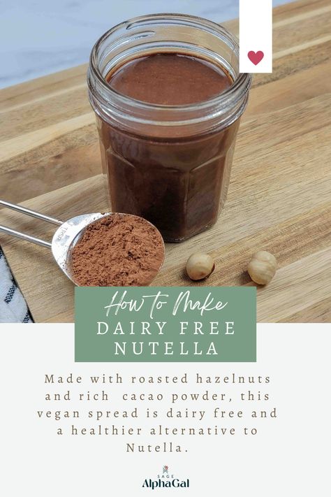 Looking for a dairy-free Nutella recipe? This homemade vegan Nutella is perfect for vegans and others following a dairy-free diet. Whether you're aiming to make your own healthier version or just want a vegan alternative, this hazelnut spread is a delightful chocolate treat. With simple ingredients like roasted hazelnuts and cacao or cocoa powder, you can whip up this homemade Nutella in no time and enjoy a spread that's both delicious and more nutritious than the original. Vegan Nutella Recipe, Dairy Free Nutella, Nutella Recipe, Vegan Spread, Roasted Hazelnuts, Vegan Nutella, Dairy Allergy, Hazelnut Chocolate, Homemade Nutella