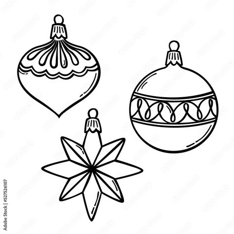 Ornament Drawing Easy, Christmas Ornament Drawing, Ornament Outline, Ornament Drawing, Winter Ideas, Star Ornament, Christmas Star, Vintage Ornaments, Drawing Inspo