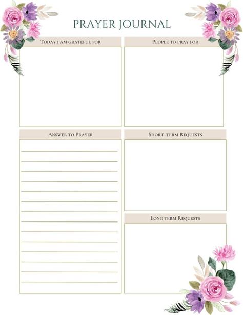 printable prayer journal template Prayer Binder Ideas, Prayer Journal Prompts, Prayer Journal Template, Prayer Journal Printable, Prayer Partner, Printable Prayers, Journal Templates, Devotional Journal, Pretty Journals