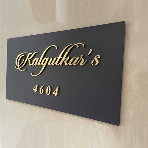 Latest Work – Door Nameplates, Nameplates Mumbai, Designer Nameplates. Nameplate Designs For Home, Main Gate Name Plate Design, House Name Plate Design, Name Plate For Home Modern, Modern House Names, Name Plate For Home, Hotel Doors Design, Name Plate Ideas, Name Board Design